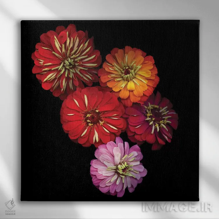 تابلو دکوراتیو زینیا شاداب اثر مگدا ایندیگو - نمای روبهرو روی دیوار