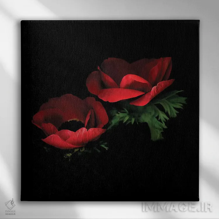 تابلو دکوراتیو شقایق دریایی قرمز هشتم اثر مگدا ایندیگو - نمای روبهرو روی دیوار