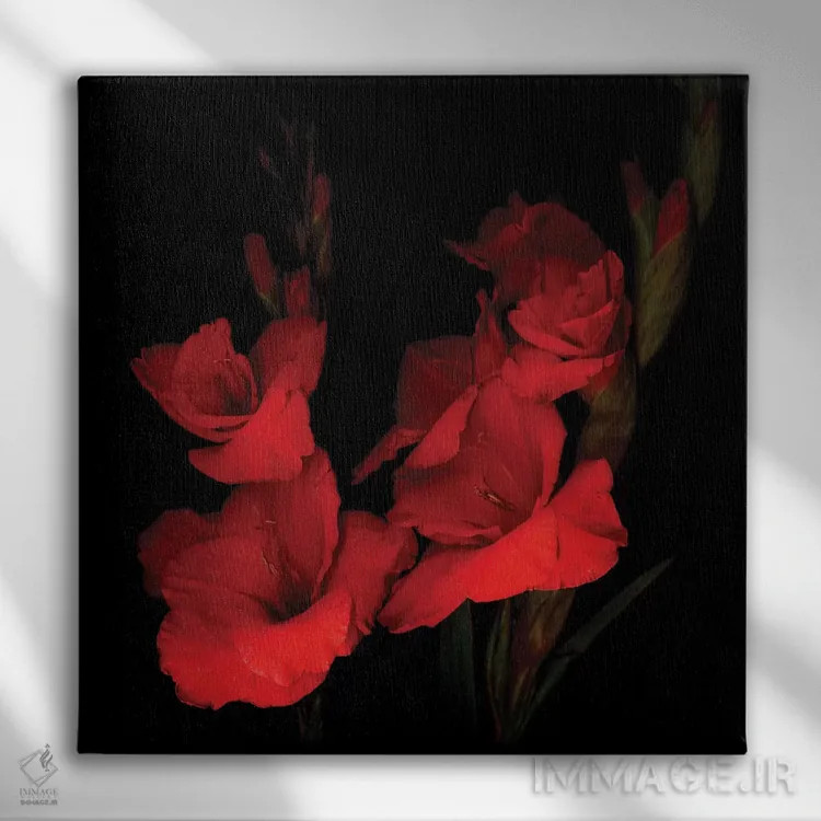 تابلو دکوراتیو گلادیول قرمز یازدهم اثر مگدا ایندیگو - نمای روبهرو روی دیوار