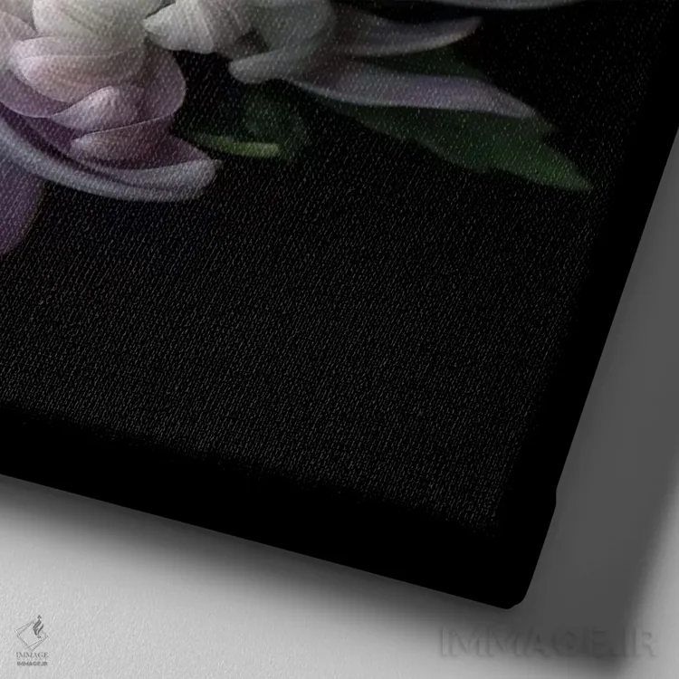 تابلو دکوراتیو داوودی بنفش چهارم اثر مگدا ایندیگو - نمای نزدیک بافت بوم