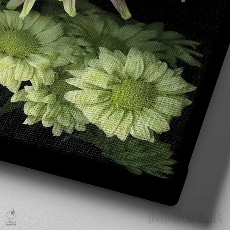 تابلو دکوراتیو داوودی های ویژه سیزدهم اثر مگدا ایندیگو - نمای نزدیک بافت بوم