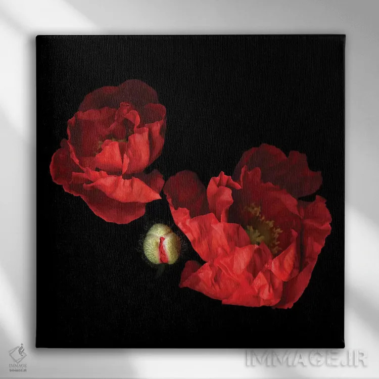 تابلو دکوراتیو شقایق قرمز دوم اثر مگدا ایندیگو - نمای روبهرو روی دیوار