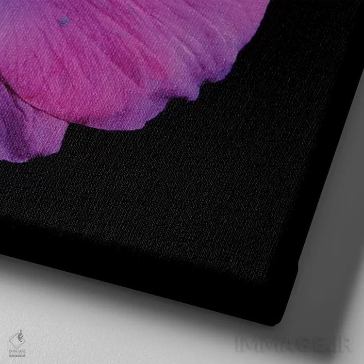 تابلو دکوراتیو قلب شقایق های بنفش پنجم اثر مگدا ایندیگو - نمای نزدیک بافت بوم