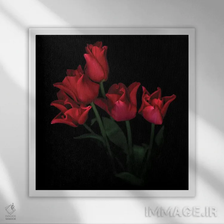 تابلو دکوراتیو لاله تاج قرمز پنجم اثر مگدا ایندیگو - نمای قابدار سفید