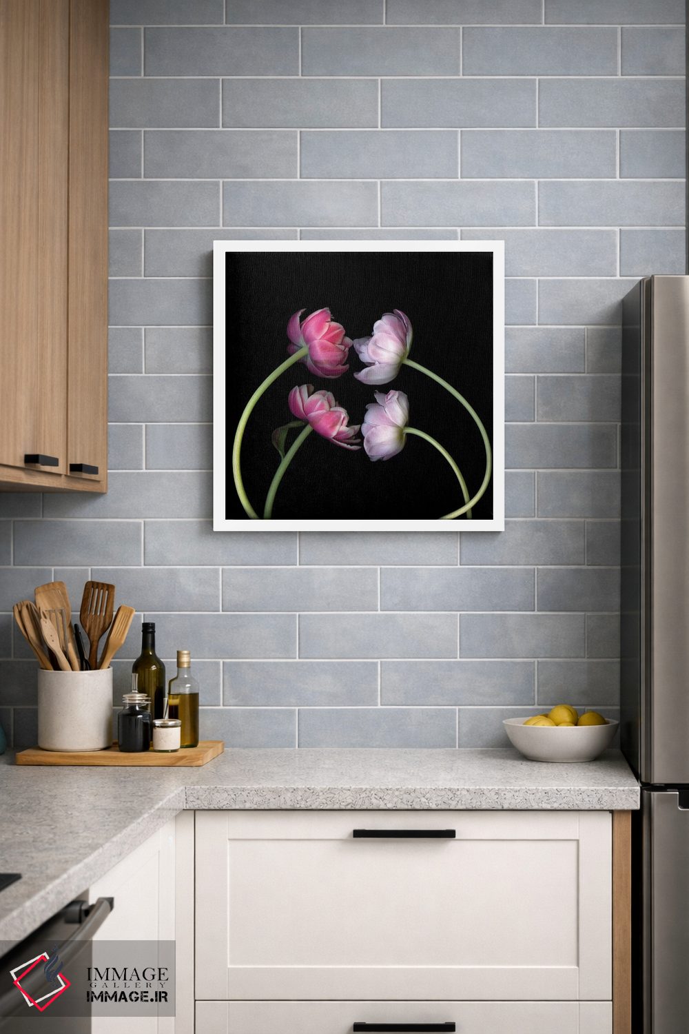 تابلو دکوراتیو لاله های صورتی اول اثر مگدا ایندیگو - D2W