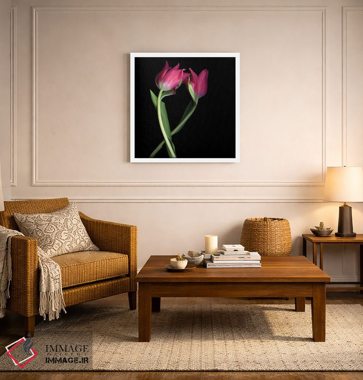 تابلو دکوراتیو لاله های صورتی یک اثر مگدا ایندیگو - D5W