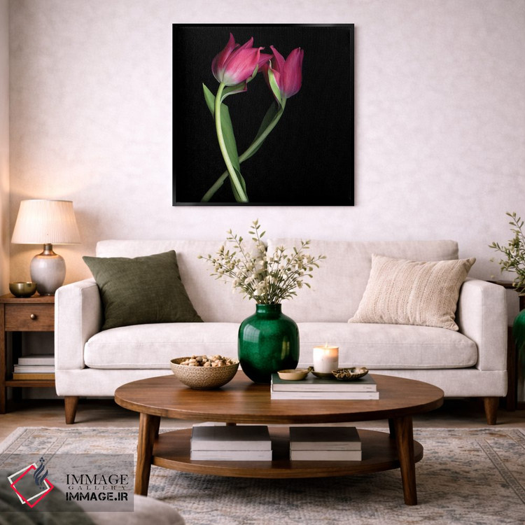 تابلو دکوراتیو لاله های صورتی یک اثر مگدا ایندیگو - D3B