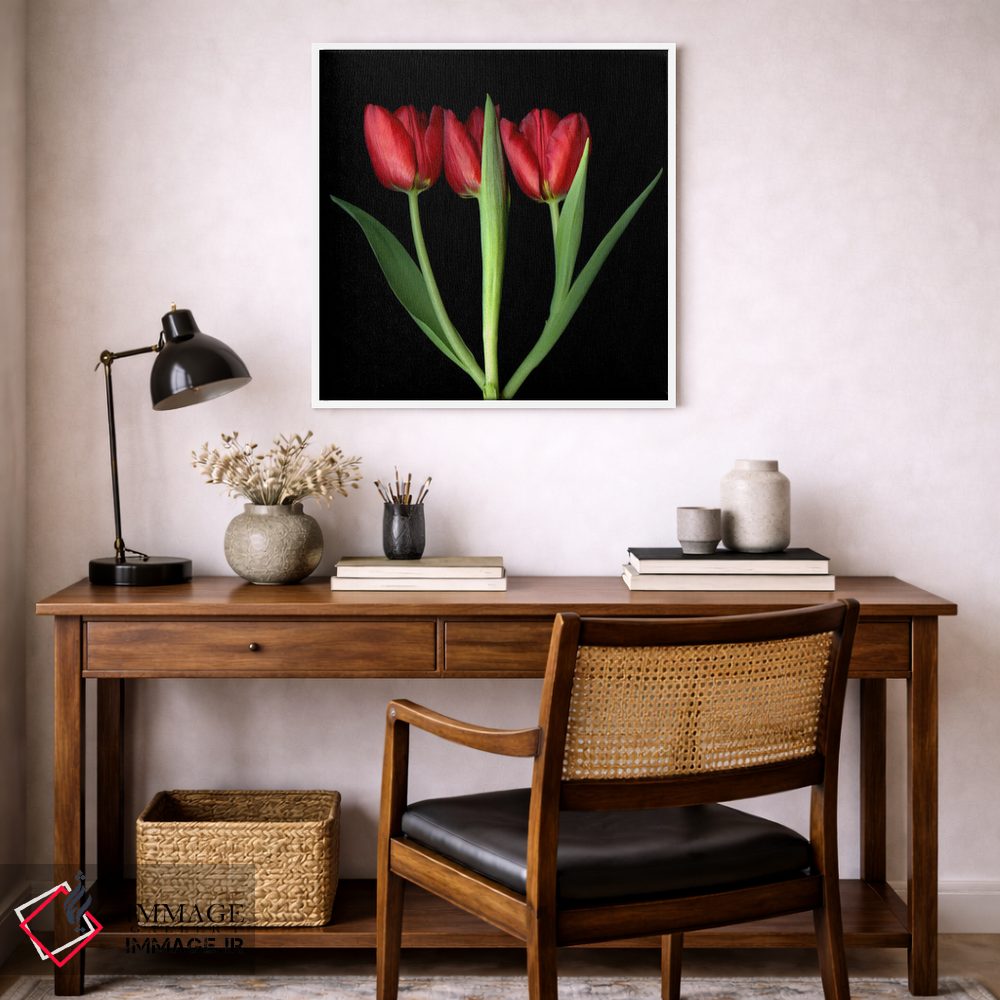 تابلو دکوراتیو سه لاله قرمز پشت سر هم اثر مگدا ایندیگو - D4W