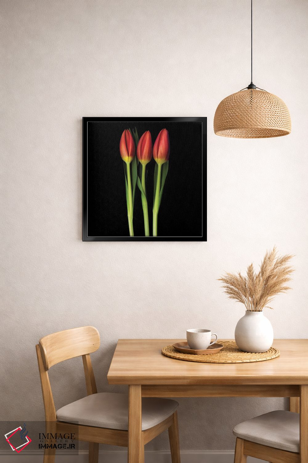 تابلو دکوراتیو سه گانه لاله قرمز اثر مگدا ایندیگو - D2B