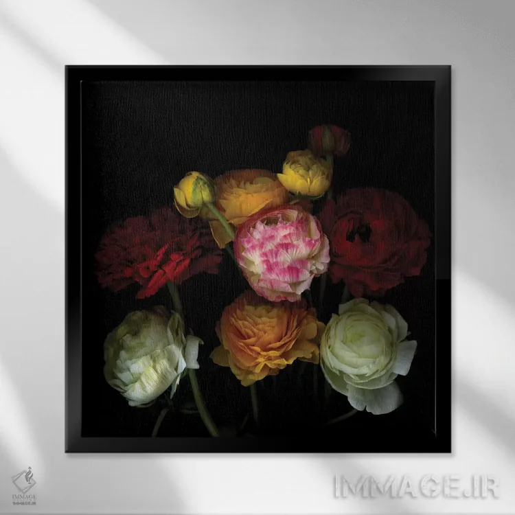 تابلو دکوراتیو با گل ها بگو دو اثر مگدا ایندیگو - نمای قابدار مشکی