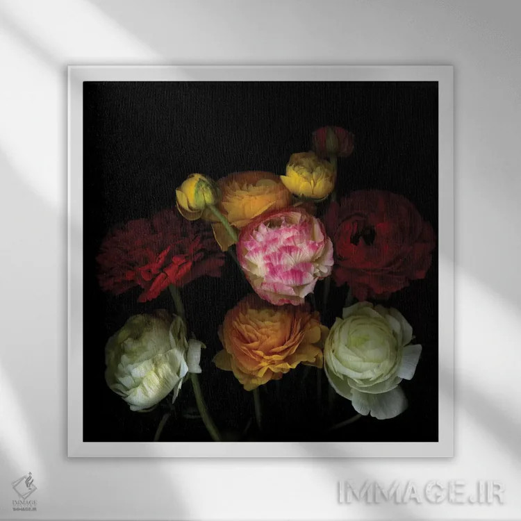 تابلو دکوراتیو با گل ها بگو دو اثر مگدا ایندیگو - نمای قابدار سفید