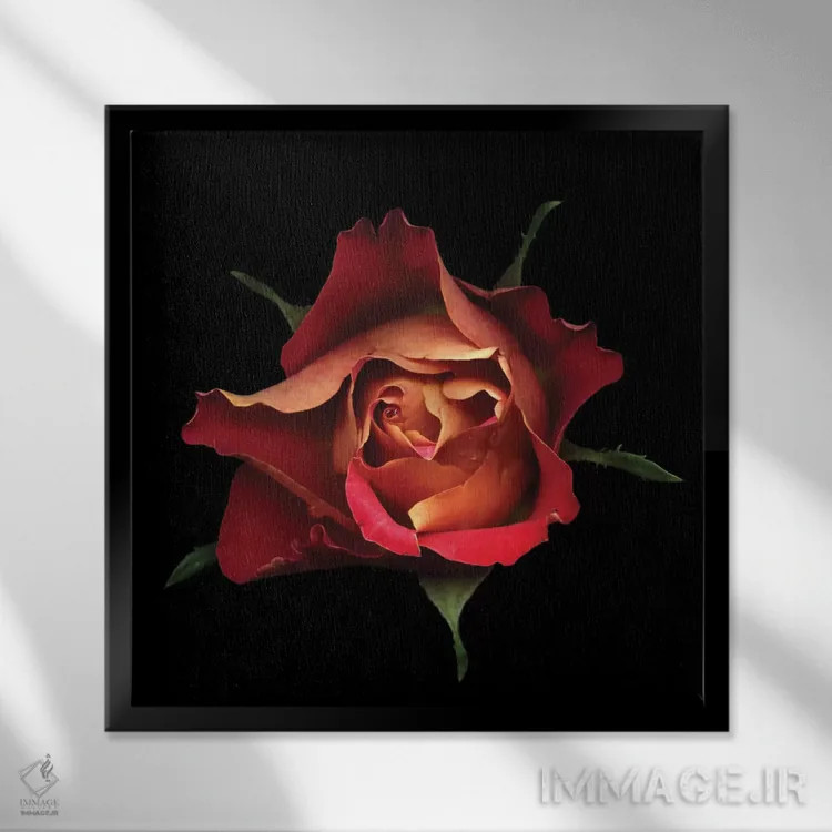 تابلو دکوراتیو بوسه رز اثر مگدا ایندیگو - نمای قابدار مشکی