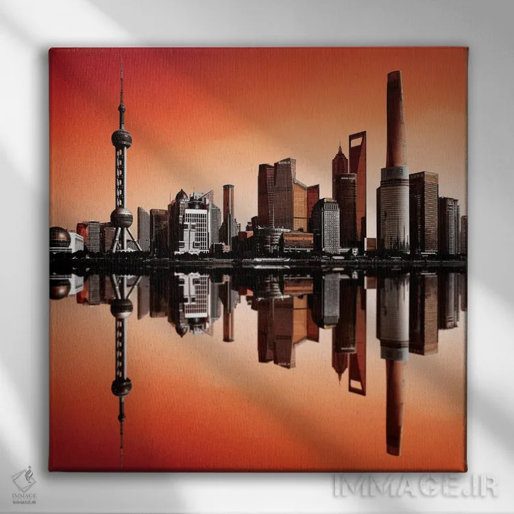 تابلو دکوراتیو شهر آینده اثر مارکو کارماسی - نمای روبهرو روی دیوار