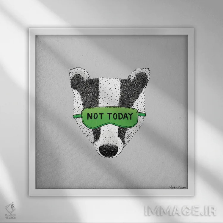 تابلو مدرن گورکن امروز نه! اثر مارتینا اسکات - نمای قابدار سفید