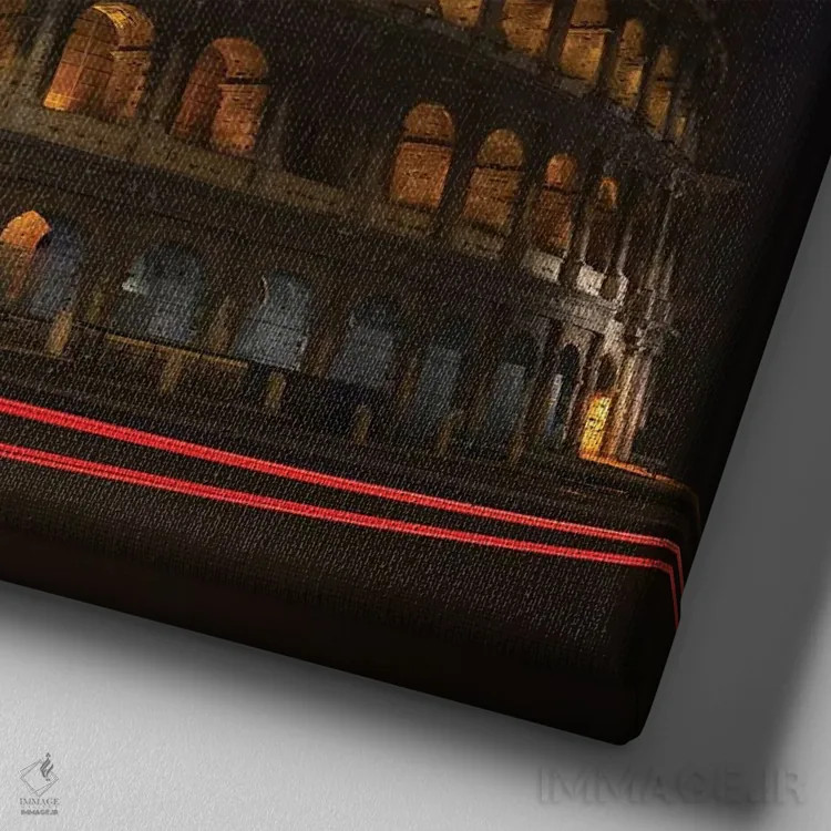 تابلو دکوراتیو کولوسئوم، تاریخ باستان اثر مارکو کارماسی - نمای نزدیک بافت بوم