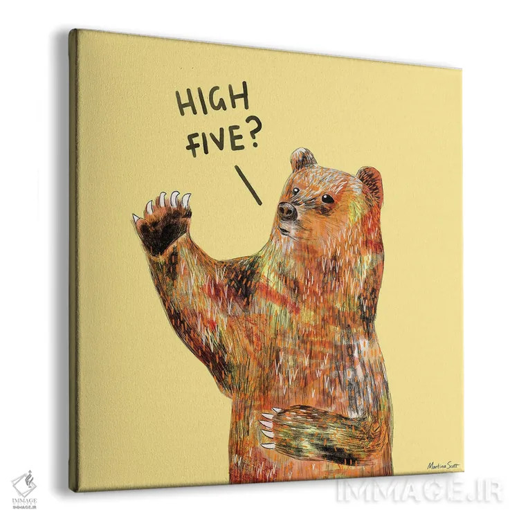 تابلو مدرن خرس سلام پنجی اثر مارتینا اسکات - نمای پرسپکتیو محصول