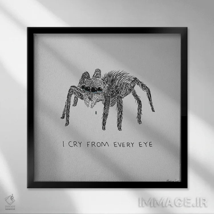 تابلو مدرن گریه از هر چشم اثر مارتینا اسکات - نمای قابدار مشکی