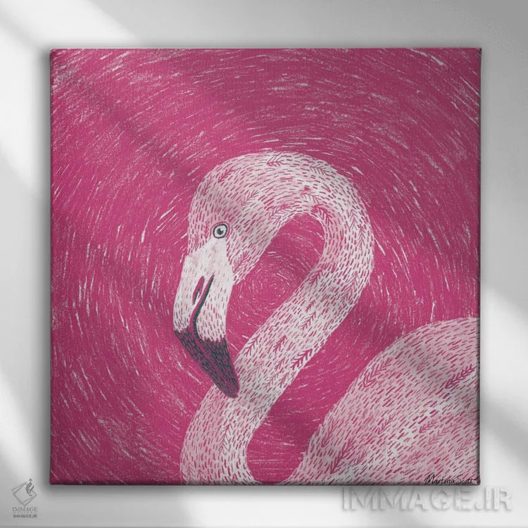 تابلو مدرن فلامینگو اثر مارتینا اسکات - نمای روبهرو روی دیوار