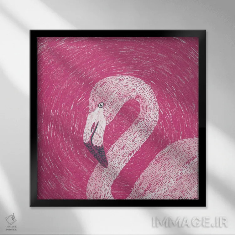 تابلو مدرن فلامینگو اثر مارتینا اسکات - نمای قابدار مشکی