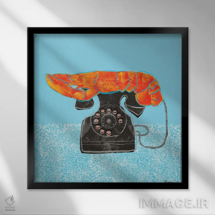 تابلو مدرن تلفن خرچنگی اثر مارتینا اسکات - نمای قابدار مشکی
