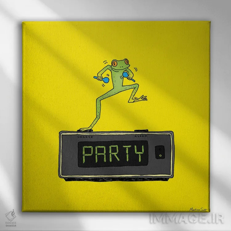 تابلو مدرن قورباغه مهمانی اثر مارتینا اسکات - نمای روبهرو روی دیوار