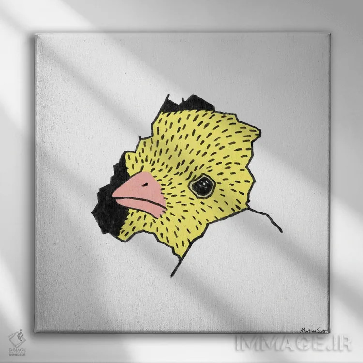 تابلو مدرن جوجه اینجاست! اثر مارتینا اسکات - نمای روبهرو روی دیوار
