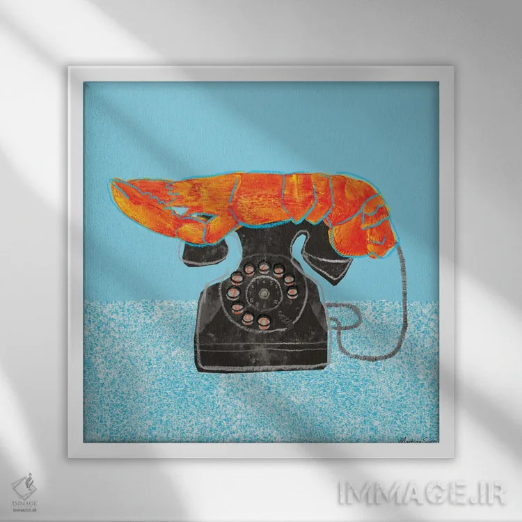 تابلو مدرن تلفن خرچنگی اثر مارتینا اسکات - نمای قابدار سفید