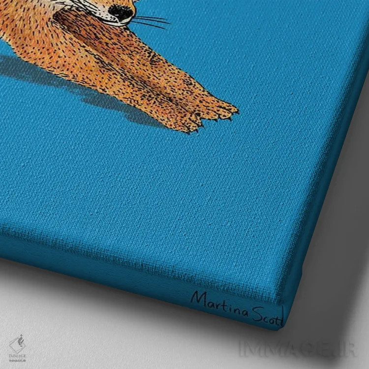 تابلو مدرن روباه ناقلا اثر مارتینا اسکات - نمای نزدیک بافت بوم