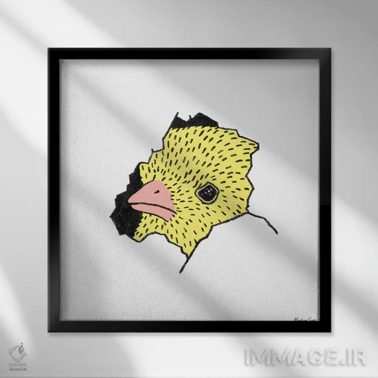 تابلو مدرن جوجه اینجاست! اثر مارتینا اسکات - نمای قابدار مشکی