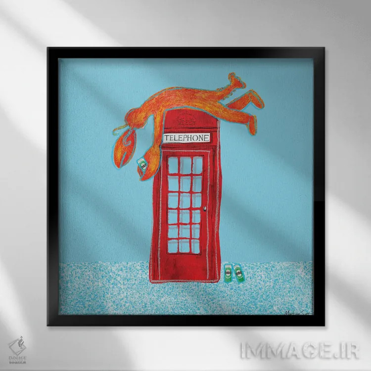 تابلو مدرن تلفن خرچنگی II اثر مارتینا اسکات - نمای قابدار مشکی