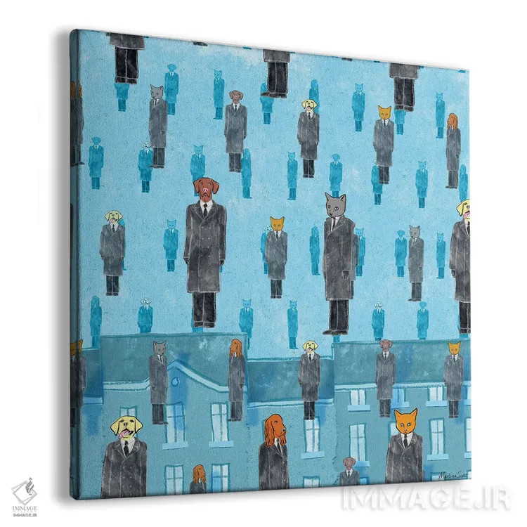 تابلو مدرن گربه ها و سگ های رنه اثر مارتینا اسکات - نمای پرسپکتیو محصول