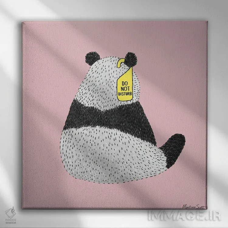 تابلو مدرن پاندای مزاحم نشو اثر مارتینا اسکات - نمای روبهرو روی دیوار