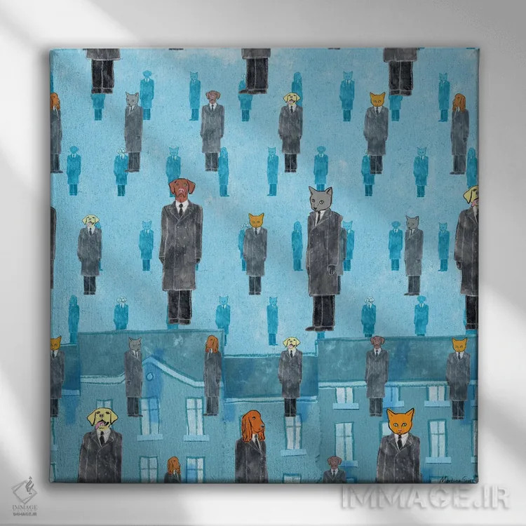 تابلو مدرن گربه ها و سگ های رنه اثر مارتینا اسکات - نمای روبهرو روی دیوار