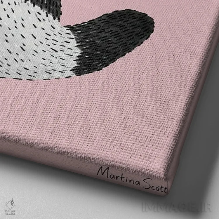 تابلو مدرن پاندای مزاحم نشو اثر مارتینا اسکات - نمای نزدیک بافت بوم