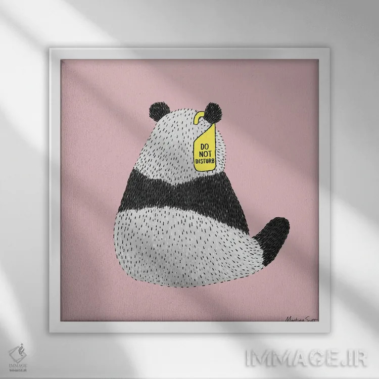 تابلو مدرن پاندای مزاحم نشو اثر مارتینا اسکات - نمای قابدار سفید