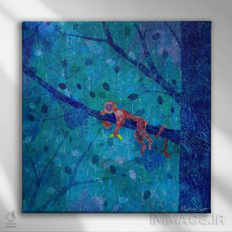 تابلو مدرن میمون غمگین اثر مارتینا اسکات - نمای روبهرو روی دیوار