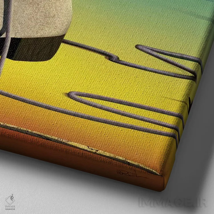 تابلو دکوراتیو چکمه اثر مارسل کارام - نمای نزدیک بافت بوم