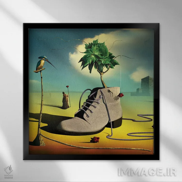 تابلو دکوراتیو چکمه اثر مارسل کارام - نمای قابدار مشکی