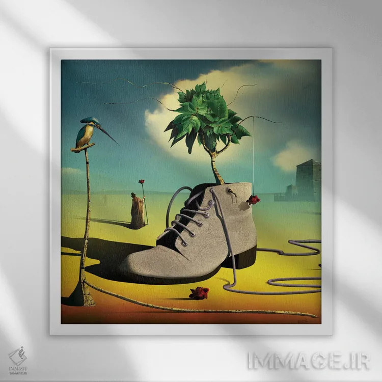 تابلو دکوراتیو چکمه اثر مارسل کارام - نمای قابدار سفید