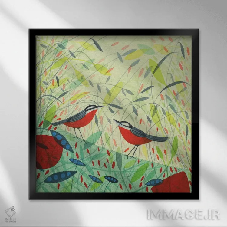 تابلو دکوراتیو طراحی سینه سر سفیدها اثر میشل کمپل - نمای قابدار مشکی