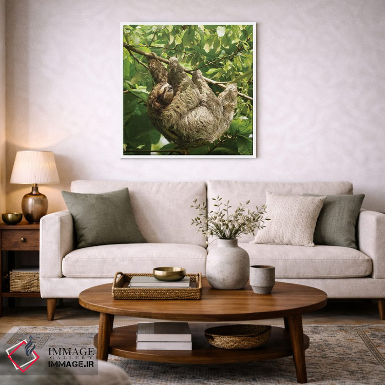 تابلو دکوراتیو تنبل گلوی قهوه ای، کاستاریکا اثر جو و مری ان مک دونالد - D2W