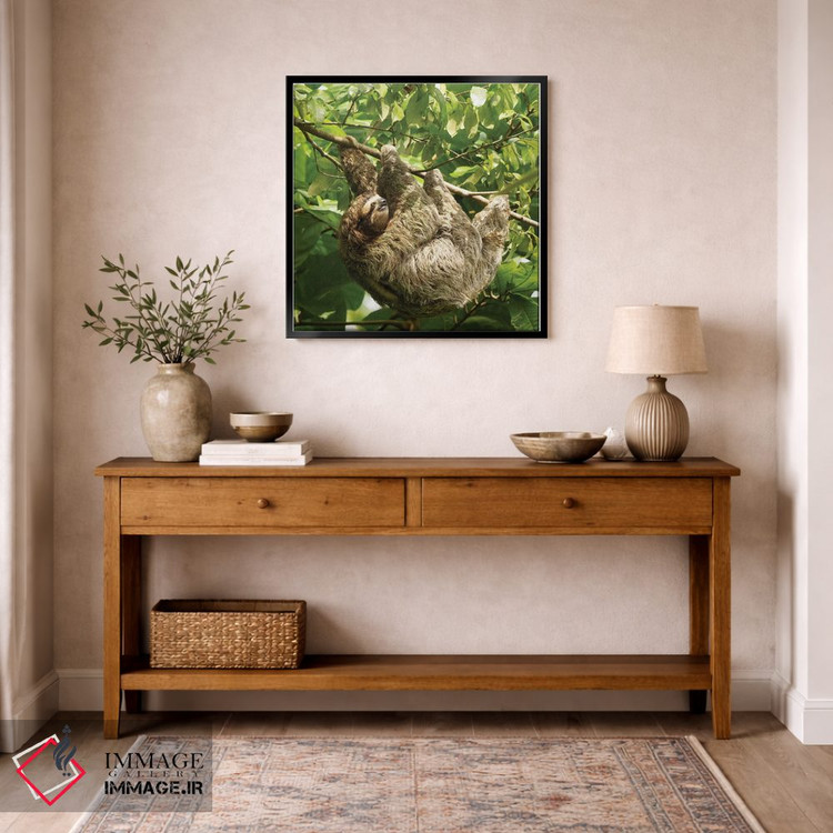 تابلو دکوراتیو تنبل گلوی قهوه ای، کاستاریکا اثر جو و مری ان مک دونالد - D6B