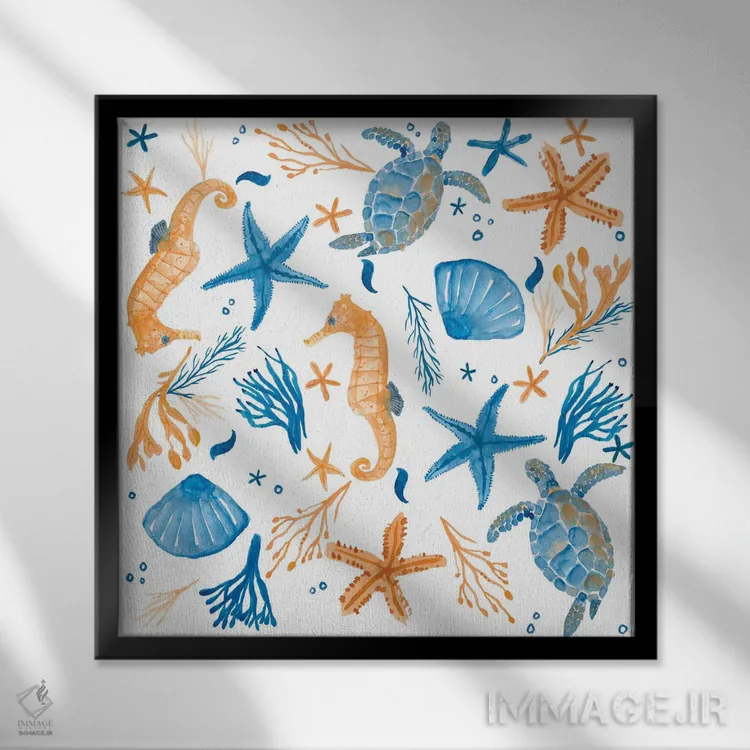 تابلو دکوراتیو ساحلی اثر میشل کمپل - نمای قابدار مشکی