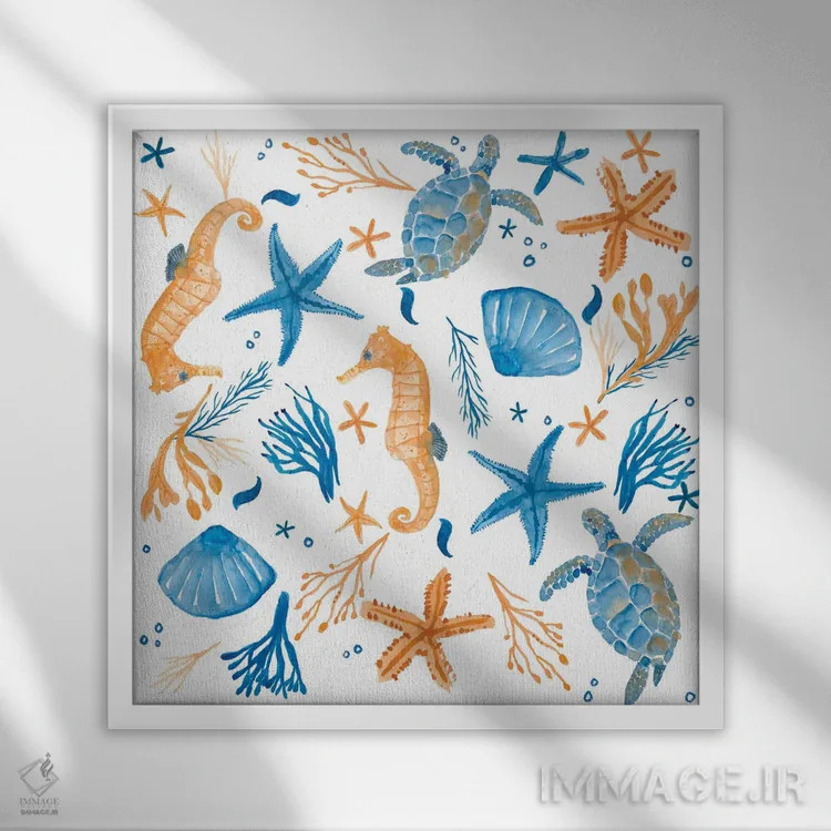 تابلو دکوراتیو ساحلی اثر میشل کمپل - نمای قابدار سفید