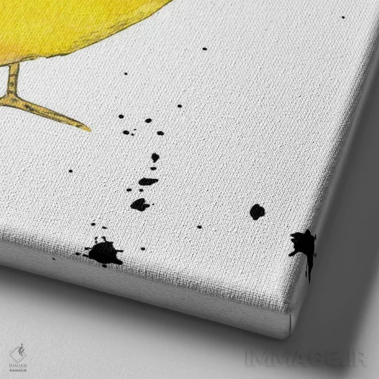 تابلو دکوراتیو فنچ طلایی اثر میشل کمپل - نمای نزدیک بافت بوم