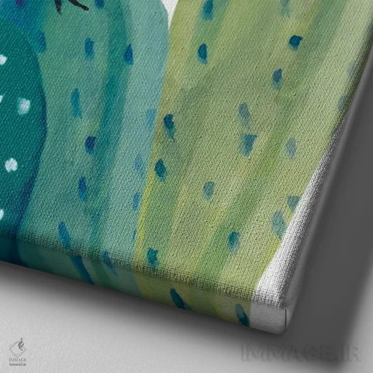 تابلو دکوراتیو پرندگان و کاکتوس اثر میشل کمپل - نمای نزدیک بافت بوم