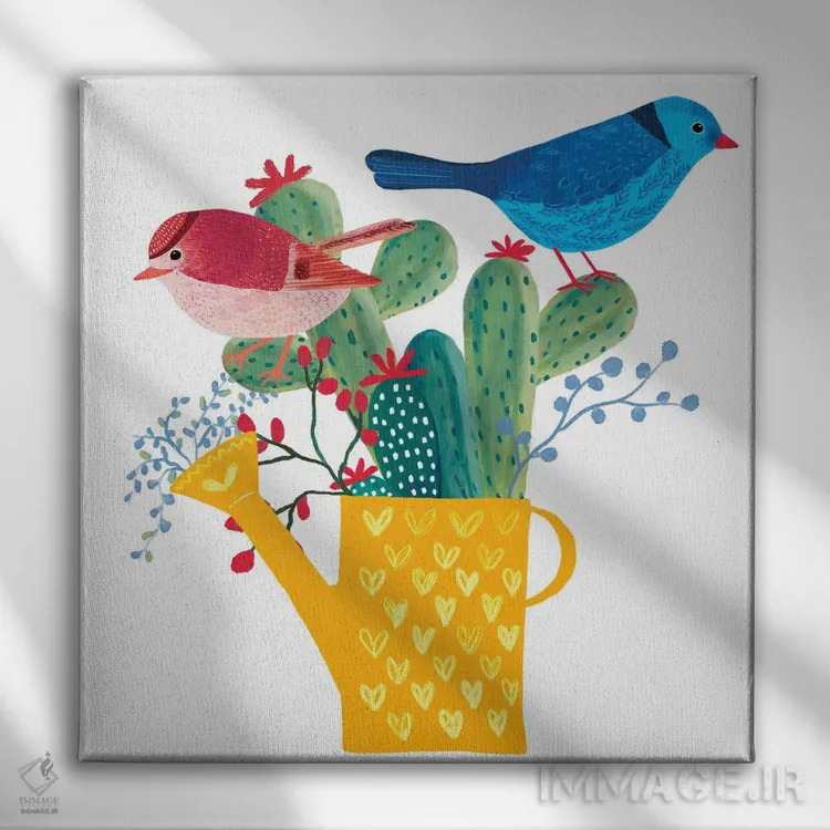 تابلو دکوراتیو پرندگان آفتابی اثر میشل کمپل - نمای روبهرو روی دیوار