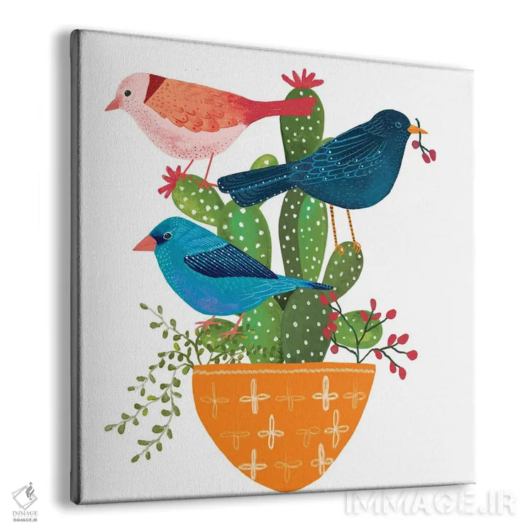 تابلو دکوراتیو سه پرنده زیبا اثر میشل کمپل - نمای پرسپکتیو محصول
