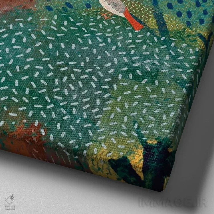 تابلو دکوراتیو بین درختان سرو اثر میشل کمپل - نمای نزدیک بافت بوم