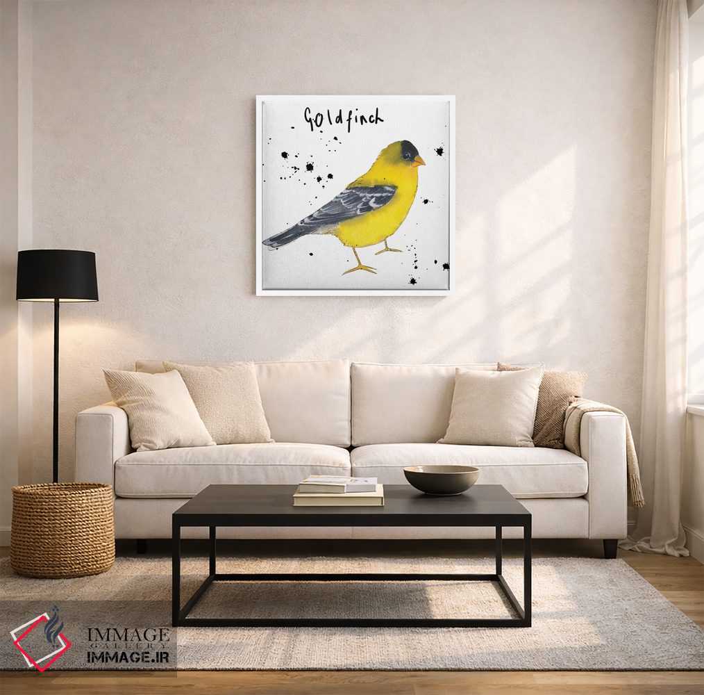 تابلو دکوراتیو فنچ طلایی اثر میشل کمپل - D1W